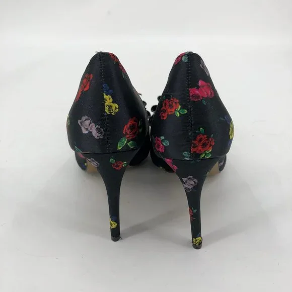 Betsey Johnson Black & Red Floral Stiletto Heels | Perfect For Any Occasion - Picture 7 of 9